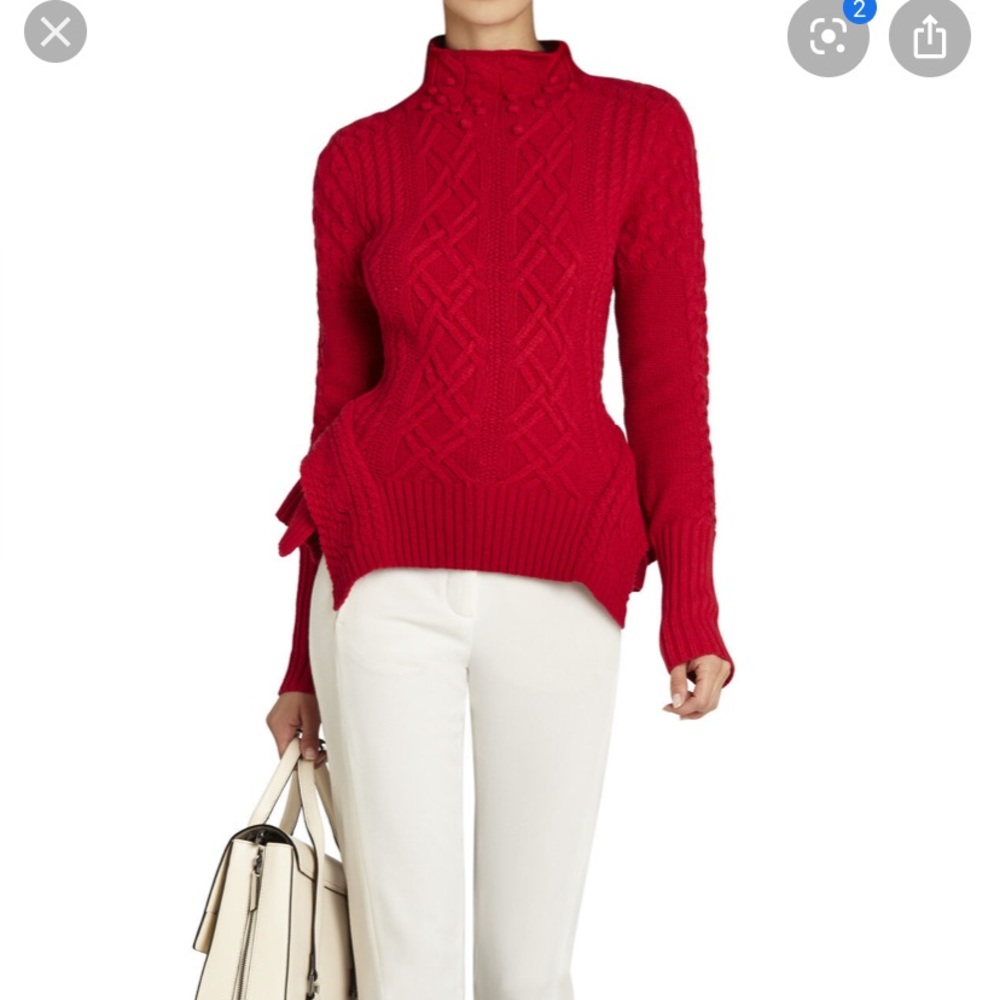 BCBGMAXAZRIA Maylin Cable Turtleneck Sweater XS,